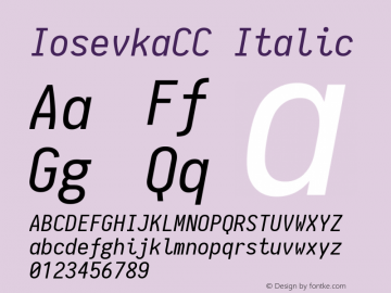 IosevkaCC Italic 1.7.4; ttfautohint (v1.5) Font Sample