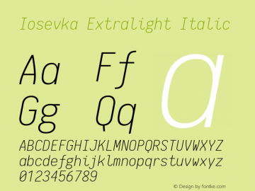 Iosevka Extralight Italic 1.7.4; ttfautohint (v1.5)图片样张