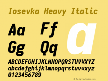 Iosevka Heavy Italic 1.7.4; ttfautohint (v1.5)图片样张