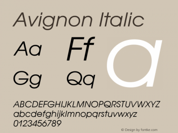 Avignon Italic Version 1.0 08-10-2002图片样张