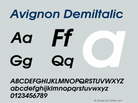 Avignon DemiItalic Version 1.0 08-10-2002图片样张