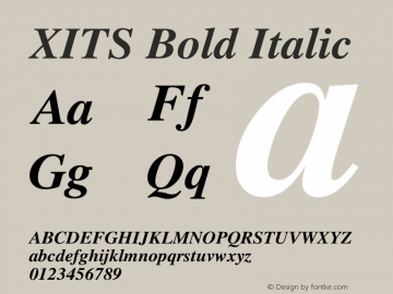 XITS Bold Italic Version $version  Font Sample