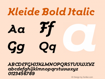 Kleide Bold Italic Version 1.000; initial release Font Sample