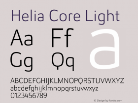 Helia Core Light Version 1.000; initial release Font Sample