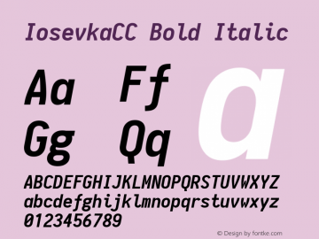 IosevkaCC Bold Italic 1.7.5; ttfautohint (v1.5) Font Sample