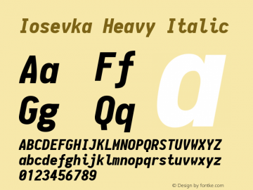Iosevka Heavy Italic 1.7.5; ttfautohint (v1.5)图片样张