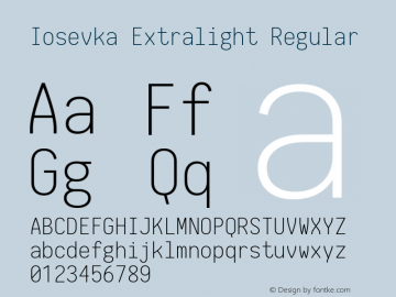 Iosevka Extralight Regular 1.7.5; ttfautohint (v1.5)图片样张