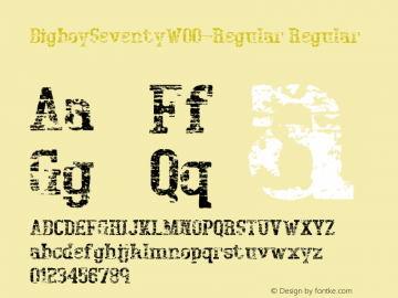 BigboySeventyW00-Regular Regular Version 1.10 Font Sample