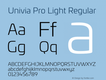 Univia Pro Light Regular Version 1.000 Font Sample