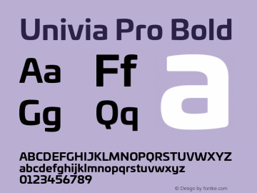Univia Pro Bold Version 1.000 Font Sample