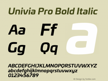 Univia Pro Bold Italic Version 1.000 Font Sample
