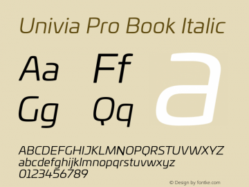 Univia Pro Book Italic Version 1.000 Font Sample