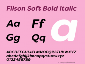 Filson Soft Bold Italic Version 1.001;PS 001.001;hotconv 1.0.88;makeotf.lib2.5.64775 Font Sample