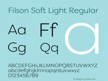 Filson Soft Light Regular Version 1.001;PS 001.001;hotconv 1.0.88;makeotf.lib2.5.64775 Font Sample