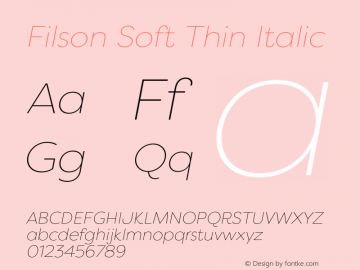 Filson Soft Thin Italic Version 1.001;PS 001.001;hotconv 1.0.88;makeotf.lib2.5.64775图片样张