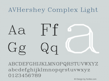 AVHershey Complex Light Version 000.001 Font Sample