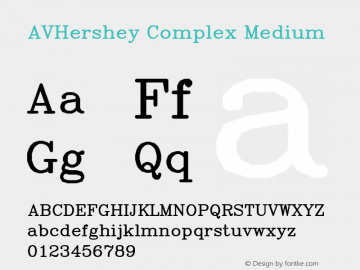 AVHershey Complex Medium Version 000.003 Font Sample