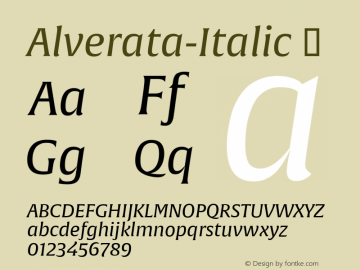 Alverata-Italic ☞ Version 1.001;com.myfonts.easy.type-together.alverata.italic.wfkit2.version.4orY Font Sample