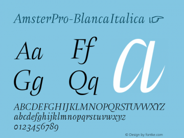 AmsterPro-BlancaItalica ☞ Version 1.000;PS 001.000;hotconv 1.0.70;makeotf.lib2.5.58329;com.myfonts.easy.pampatype.amster.pro-blanca-italica.wfkit2.version.4mQA图片样张