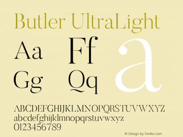 Butler UltraLight 1.000 Font Sample