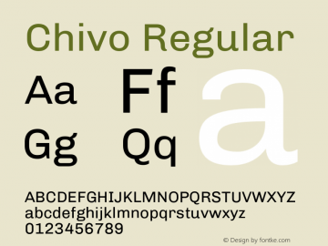 Chivo Regular Version 1.004;PS 001.004;hotconv 1.0.88;makeotf.lib2.5.64775 Font Sample
