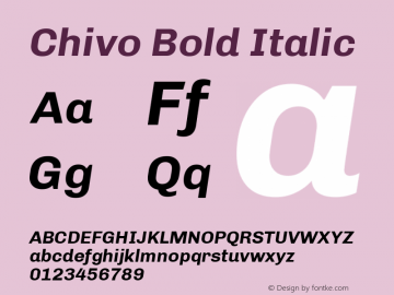 Chivo Bold Italic Version 1.006; ttfautohint (v1.4.1) Font Sample