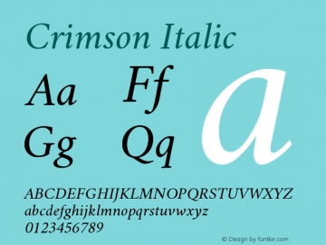 Crimson Italic Version 0.8 Font Sample