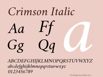 Crimson Italic Version 0.8 Font Sample