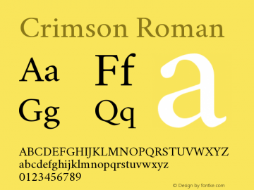 Crimson Roman Version 0.8 Font Sample