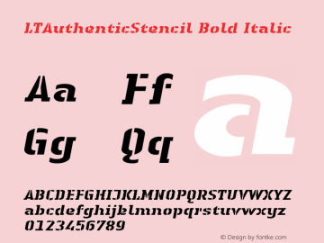 LTAuthenticStencil Bold Italic Version 1.0; 2000; initial release图片样张