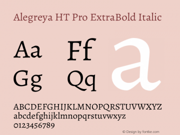 Alegreya HT Pro ExtraBold Italic Version 1.200 Font Sample
