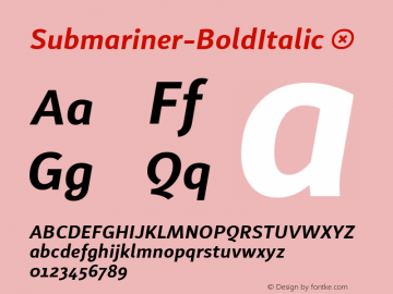 Submariner-BoldItalic ☞ Version 1.000;PS 001.000;hotconv 1.0.88;makeotf.lib2.5.64775;com.myfonts.easy.marin-santic.submariner.bold-italic.wfkit2.version.4xGz图片样张