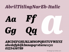 AbrilTitlingNarEb-Italic ☞ Version 1.000;com.myfonts.easy.type-together.abril-titling.narrow-eb-italic.wfkit2.version.4aF2图片样张