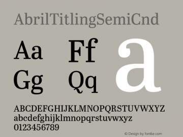 AbrilTitlingSemiCnd ☞ Version 1.000;com.myfonts.easy.type-together.abril-titling.semi-condensed.wfkit2.version.4aET图片样张
