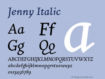 Jenny Italic Version 1.003 2005图片样张