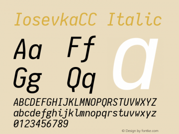 IosevkaCC Italic 1.8.0; ttfautohint (v1.5) Font Sample