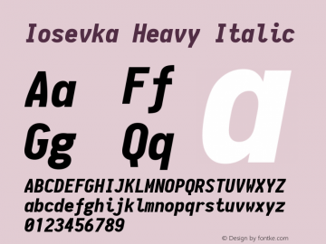 Iosevka Heavy Italic 1.8.0; ttfautohint (v1.5)图片样张