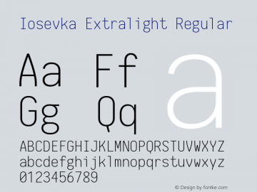 Iosevka Extralight Regular 1.8.0; ttfautohint (v1.5)图片样张