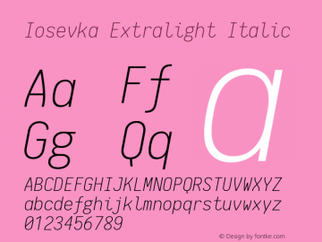 Iosevka Extralight Italic 1.8.0; ttfautohint (v1.5)图片样张