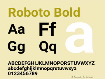 Roboto Bold Version 2.001150; 2014图片样张