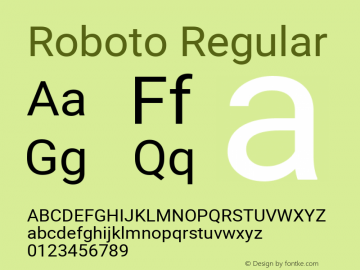 Roboto Regular Version 2.001101; 2014 Font Sample