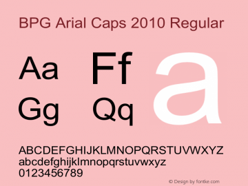 BPG Arial Caps 2010 Regular Version 2.002 2010 Font Sample