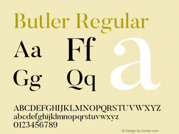 Butler Regular 1.000; ttfautohint (v1.4.1) Font Sample