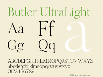 Butler UltraLight 1.000; ttfautohint (v1.4.1) Font Sample