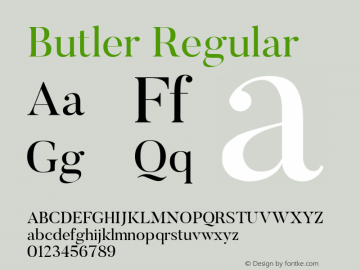Butler Regular 1.000; ttfautohint (v1.4.1) Font Sample