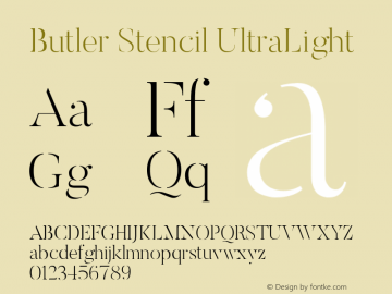 Butler Stencil UltraLight 1.000; ttfautohint (v1.4.1) Font Sample