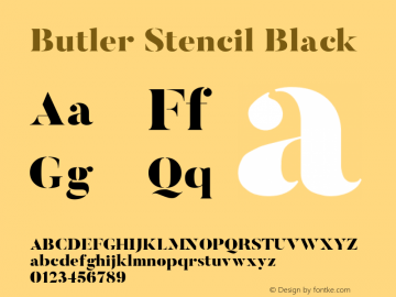 Butler Stencil Black 1.000; ttfautohint (v1.4.1)图片样张