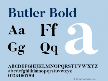 Butler Bold 1.000; ttfautohint (v1.4.1) Font Sample