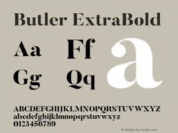 Butler ExtraBold 1.000; ttfautohint (v1.4.1) Font Sample