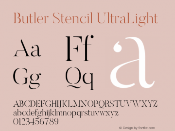 Butler Stencil UltraLight 1.000; ttfautohint (v1.4.1) Font Sample